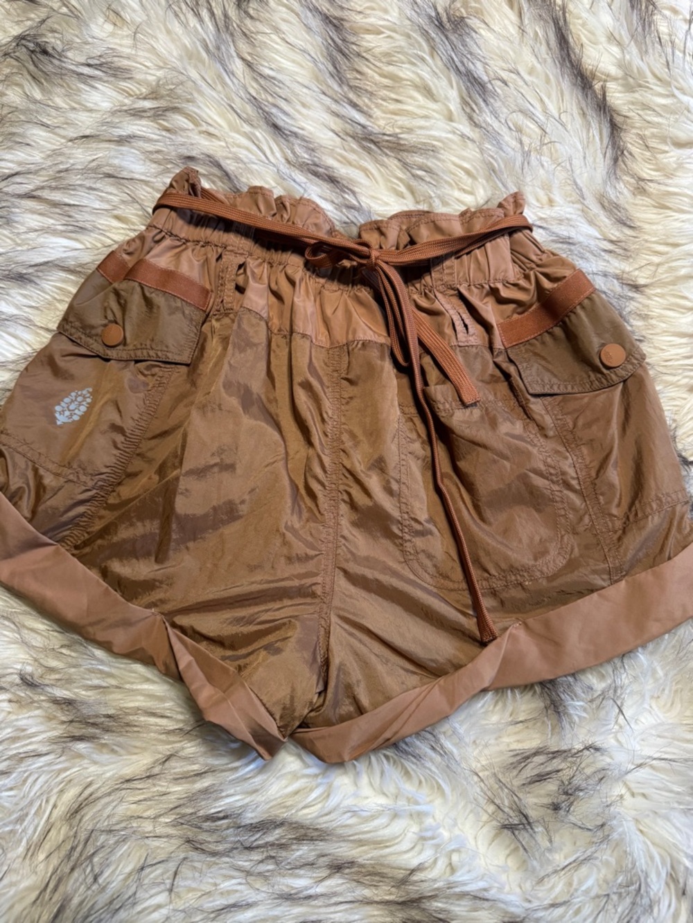 Free people satin cargo shorts S
